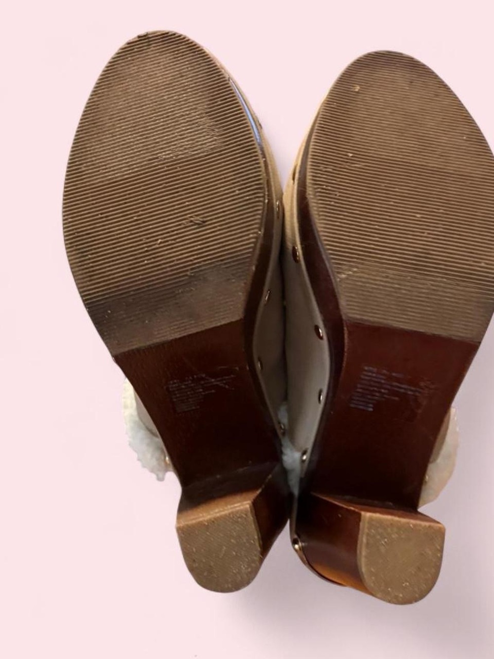 Y2K Juicy Couture suede Sherpa lined heeled clogs 7.5 - Picture 3 of 6